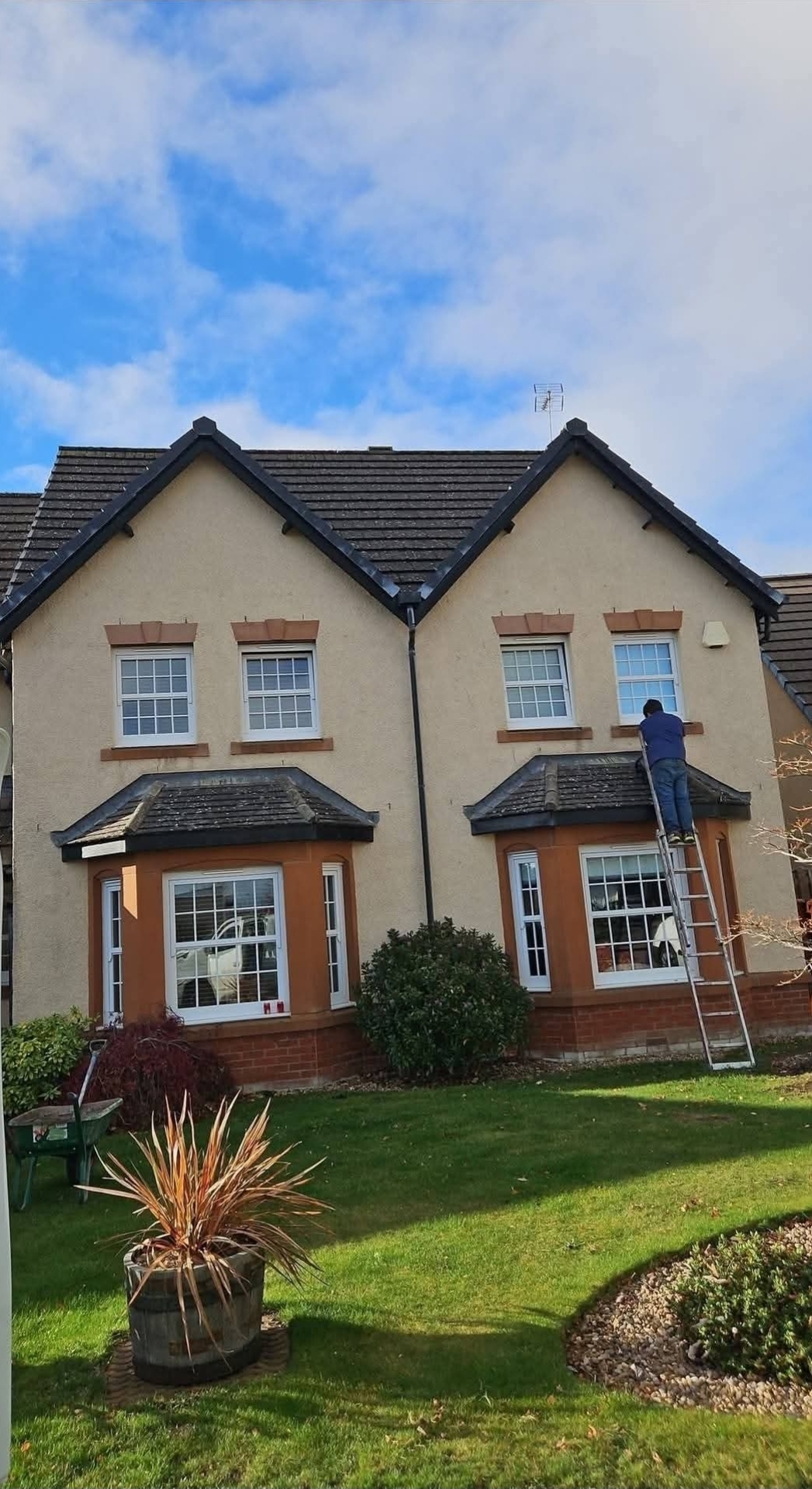 Exterior gutter and roofing work